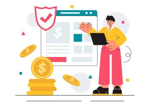 Encashment Vector Illustration featuring Employees Receiving Payment or Fin.. Illustrazione stock