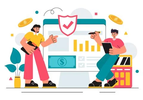 Encashment Vector Illustration featuring Employees Receiving Payment or Fin.. Illustrazione stock