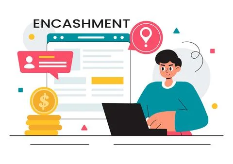 Encashment Vector Illustration featuring Employees Receiving Payment or Fin.. イラスト素材