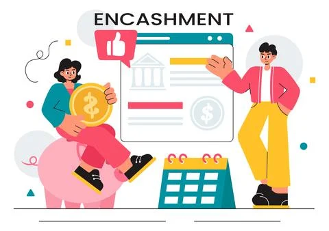 Encashment Vector Illustration featuring Employees Receiving Payment or Fin.. Illustrazione stock