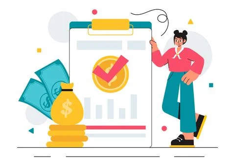 Encashment Vector Illustration featuring Employees Receiving Payment or Fin.. Illustrazione stock