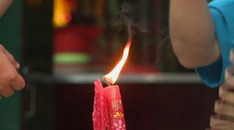 Encens lighting with candle Stock Footage 51150618