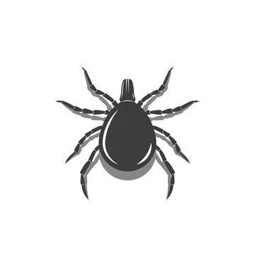 Encephalitis mite warning sign, 3d silhouette of a bloodsucker insect Stock Illustration
