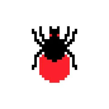 Encephalitis tick pixel art. 8 bit Red infected tick. Stock Illustration