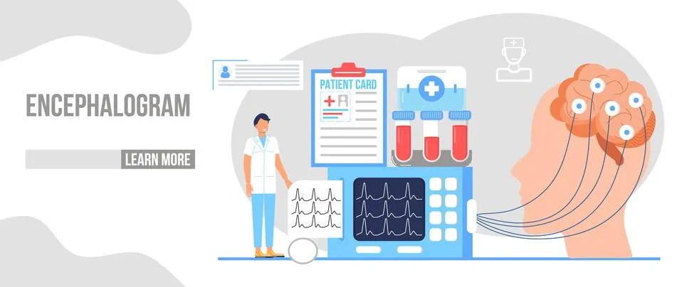 Encephalogram, EKG concept vector for web, landing page. Neurologist treat br Stock-Illustration