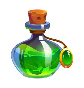 Enchanted cartoon magic potion bottle witch elixir Stock Illustration