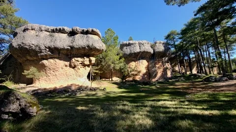 Enchanted City of Cuenca. Rocks with strange shapes. Stone forest., Video stock 284927072