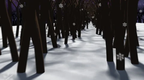 Enchanted Dark Snowy Forest (Flythrough Loop) Stock Footage 51553154