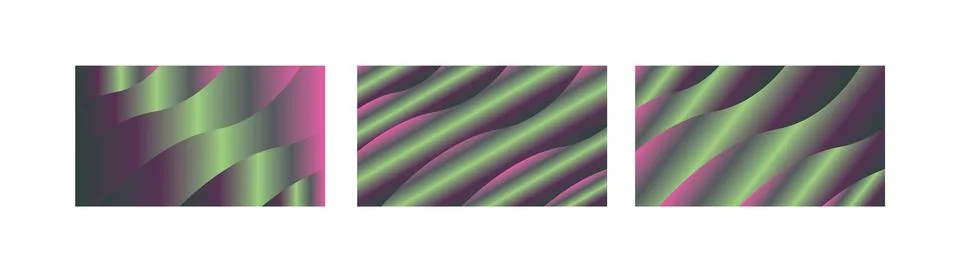 Enchanted Emerald and Amethyst Gradient Wave Backgrounds Bundle with Vibran.. Stock Illustration