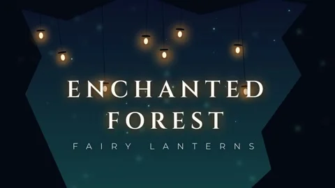 Enchanted forest ambiance with glowing string lights and magical bokeh effect Stock Footage 336889649