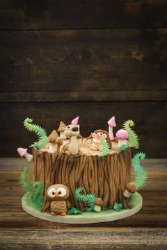 Enchanted forest cake Stock Photos