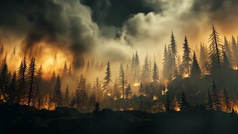 Enchanted Forest Fire Background - Mystical Fantasy 4K Animation Loop Stock Footage 306080185