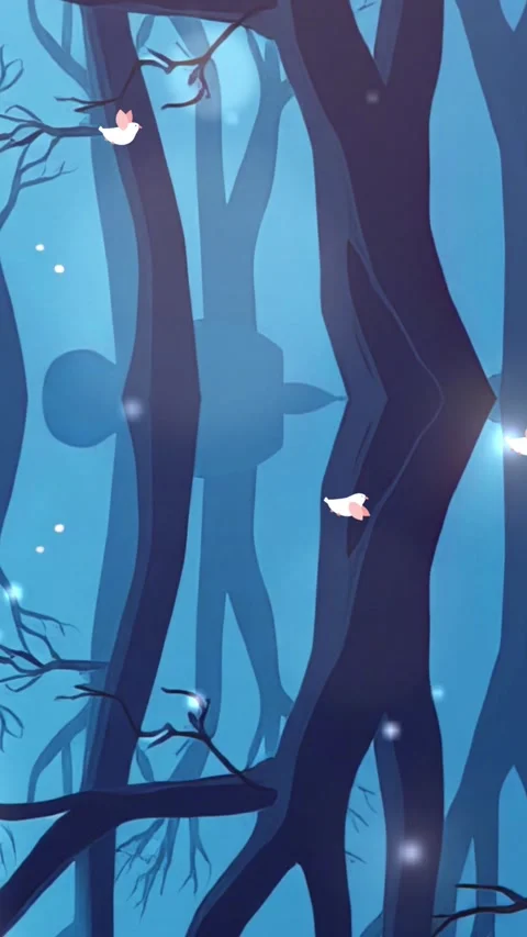 Enchanted Forest Reflection: A Mystical Blue Landscape Stock Footage 304254726