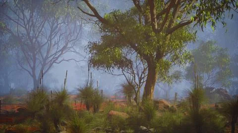 Enchanted Haven, A Bewitching Tapestry of a Verdant Savannah Stock Illustration