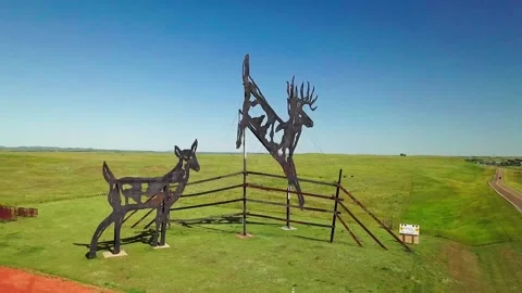 Enchanted Highway - Deer Crossing (Combo) Stock Footage 238482719