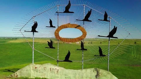 Enchanted Highway - Geese In Flight (Close) Stock Footage 238482696
