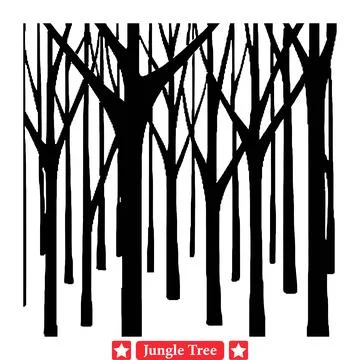 Enchanted Jungle Canopy  Artistic Vector Tree Silhouette Graphics Illustrazione stock