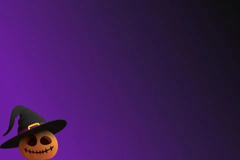Enchanted Night Purple Gradient with 3D Halloween Pumpkin Stock Illustration