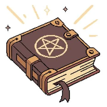 Enchanted Spell Book 8-Bit Pixel Art Stock Illustration
