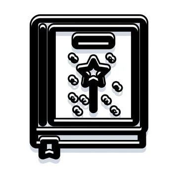 Enchanted spellbook with magic wand and sparkling stars Stock Illustration
