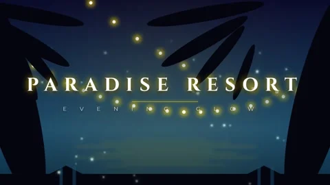 Enchanted tropical resort evening with warm string lights and starry sky am.. 動画素材 336879691