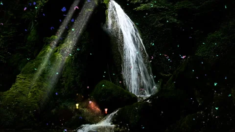 Enchanted waterfall in the forest. Stock Footage 163340381