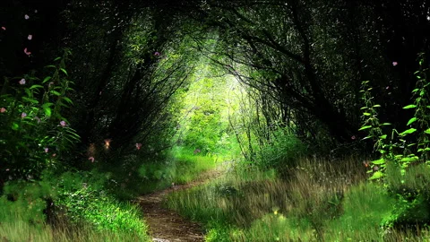 Enchanted way in the forest. Stock Footage 168661069