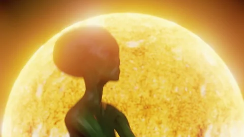 An enchanting alien dance in front of the sun Stock Footage 290452354