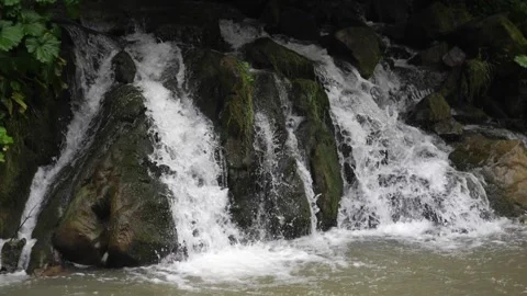 Enchanting Cascading Waterfall Amidst the Trees, Ukraine, Carpathians Stock Footage 247024262