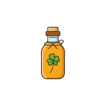 Enchanting elixir of luck: a whimsical illustration of a potion bottle ador.. Stock Illustration