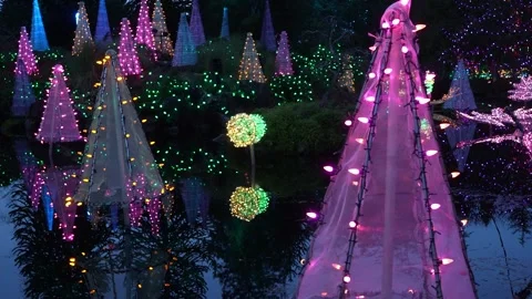 Enchanting Evening Lights Reflection on Tranquil Water Stock Footage 263930385