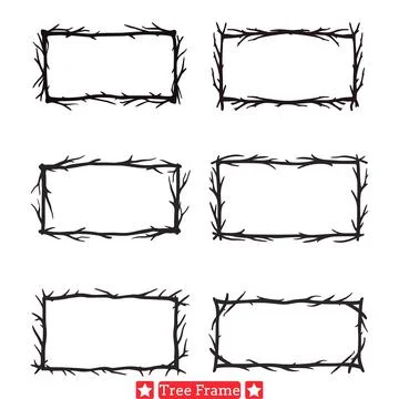 Enchanting Forest Borders  Tree Frame Vector Silhouettes Collection Illustrazione stock