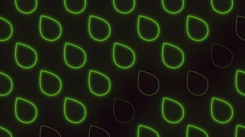 Enchanting glowing green leaf pattern on black background Stock Footage 301003415