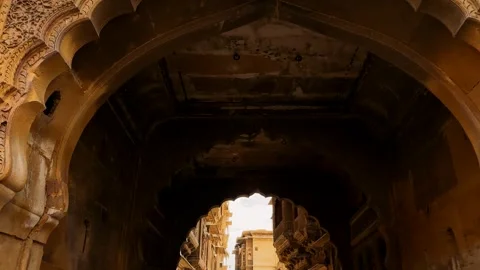 An Enchanting Passageway Captured in Time: Intricate Architectural Details and G Video stock 335203497