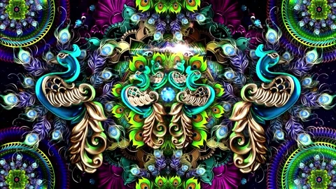 Enchanting Peacock Mandala Background Stock Footage 343721442