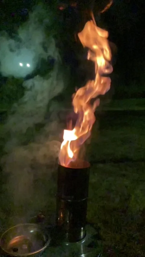 Enchanting Samovar Chimney Fire - Hypnotic Flames in Slow Motion Ultra HD Stock Footage 276386514
