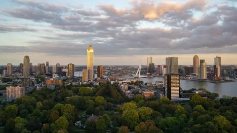 Enchanting Sunset to Night Timelapse Over Rotterdam's Urban Bliss Stock Footage 312930898