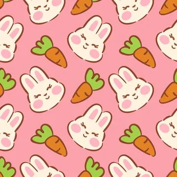 Enchanting vector pattern showcasing adorable bunnies and vibrant carrots Stock Illustration