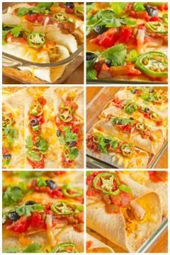 Enchilada Casserole Collage Stock Photos