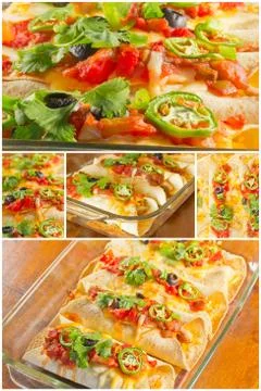 Enchilada Casserole Collage Stock Photos