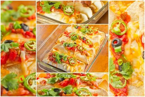 Enchilada Casserole Collage Stock-Fotos