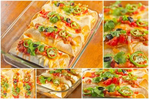 Enchilada Casserole Collage Stock Photos