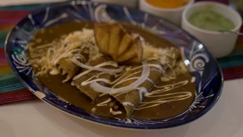 Enchiladas Mole At Nice Restaurant In Mexico City Stock Footage 154645931