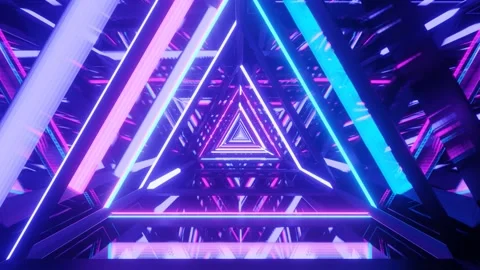 Enclosed gleaming triangle passage 4k uhd 3d rendering vj loop Stock Footage 160542793