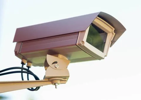  Enclosed Professional Security Video Camera Mounted Outside Home Protecti... Stock Photos