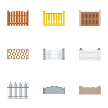 Enclosure icons set, flat style Stock Illustration