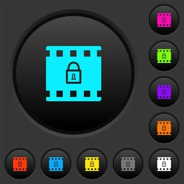 Encode movie dark push buttons with color icons Stock Illustration