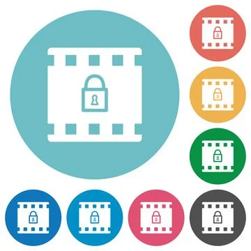 Encode movie flat round icons Stock Illustration