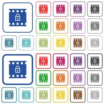 Encode movie outlined flat color icons Illustration