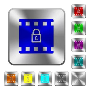 Encode movie rounded square steel buttons Stock Illustration